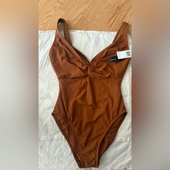 Karla Colletto Elegant Brown One-Piece Swimsuit Size 12 DCup - Picture 1 of 5